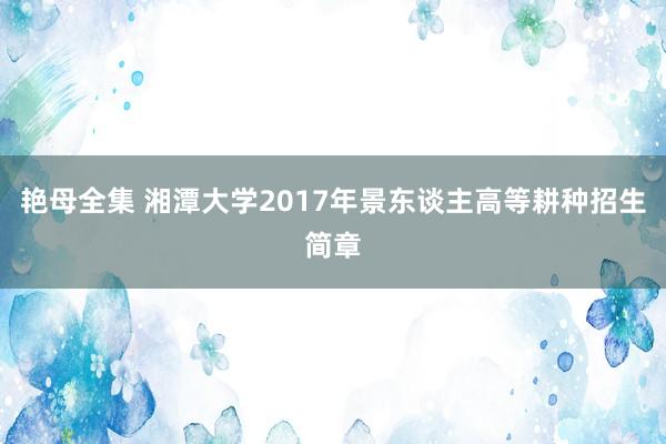 艳母全集 湘潭大学2017年景东谈主高等耕种招生简章