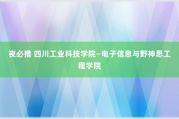 夜必撸 四川工业科技学院—电子信息与野神思工程学院