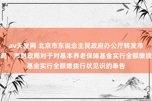 av天堂网 北京市东说念主民政府办公厅转发市行状和社会保障局、市财政局对于对基本养老保障基金实行全额缴拨行状见识的奉告